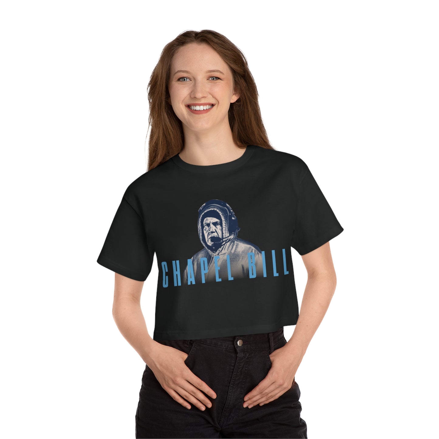 Coach Bill Belichick "Chapel Bill" Champion Women's Heritage Cropped T-Shirt
