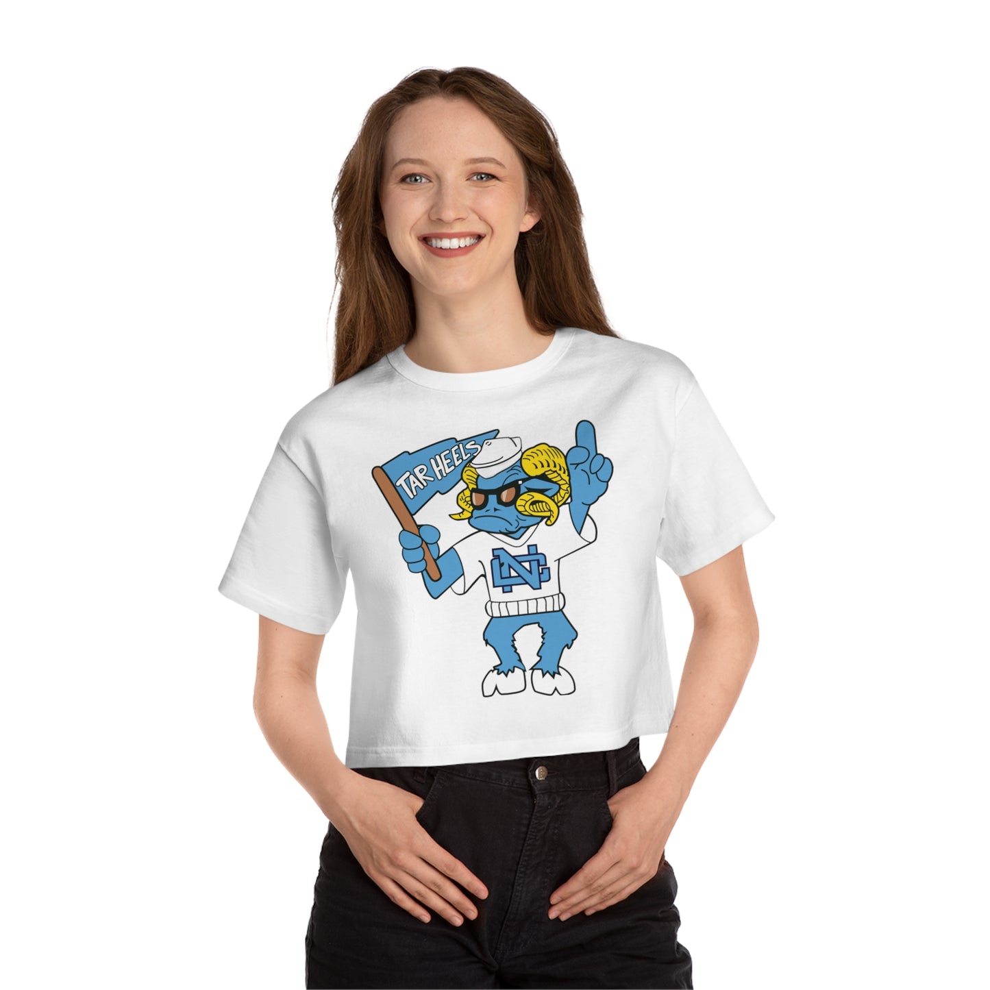 Retro 80's Carolina Ramses Champion Women's Heritage Cropped T-Shirt
