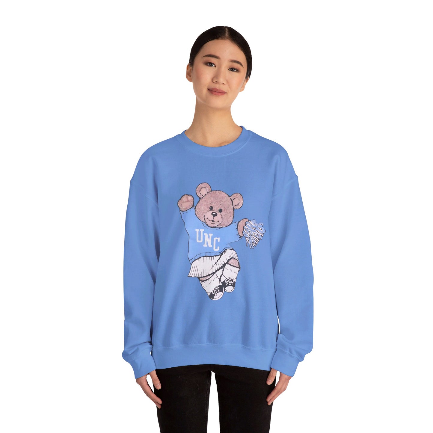 90's Carolina Cheer Bear Unisex Heavy Blend™ Crewneck Sweatshirt