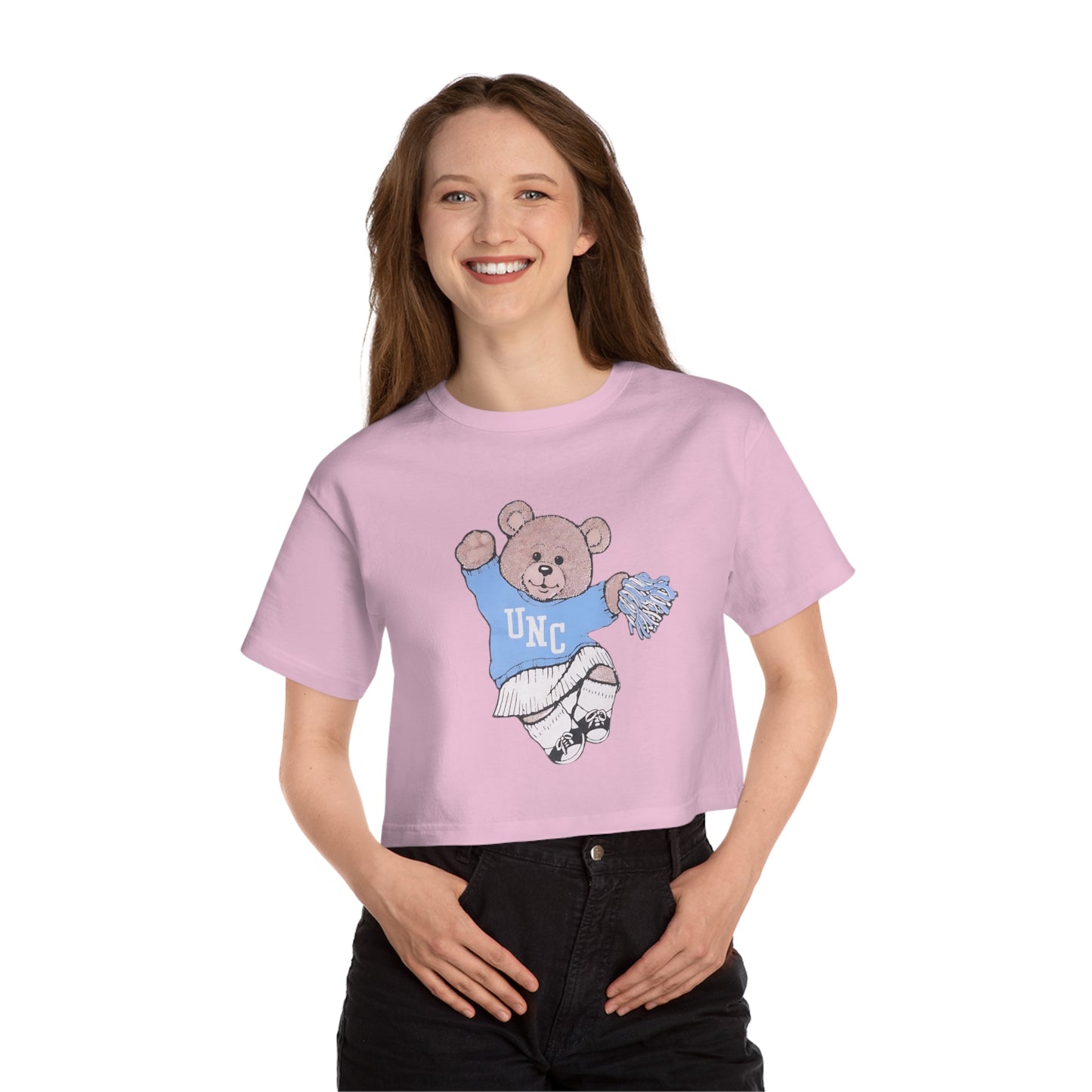 90's Carolina Cheer Bear Champion Women's Heritage Cropped T-Shirt