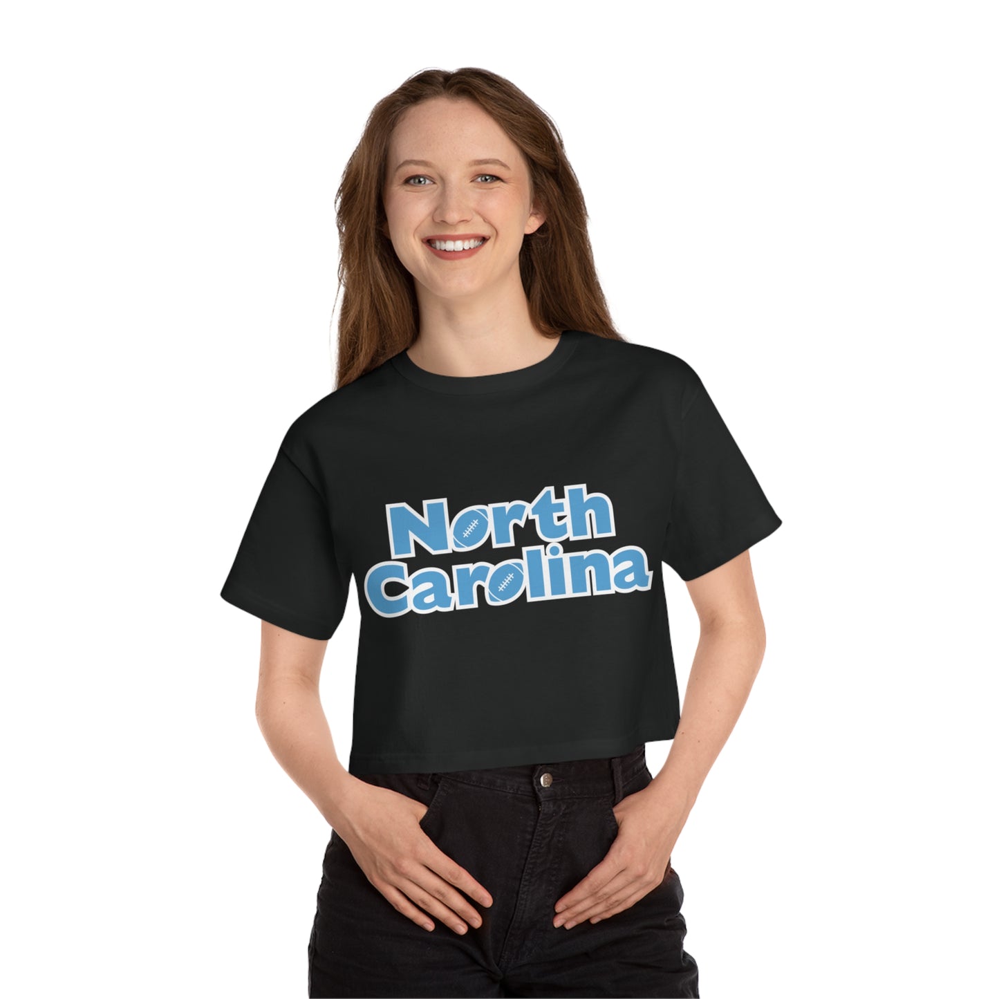 North Carolina UNC Football Vintage Champion Women's Heritage Cropped T-Shirt