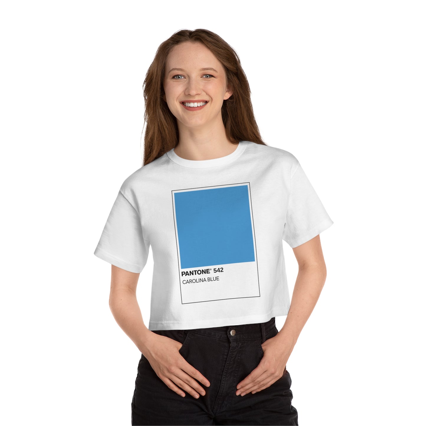 Pantone Carolina Blue Champion Women's Heritage Cropped T-Shirt