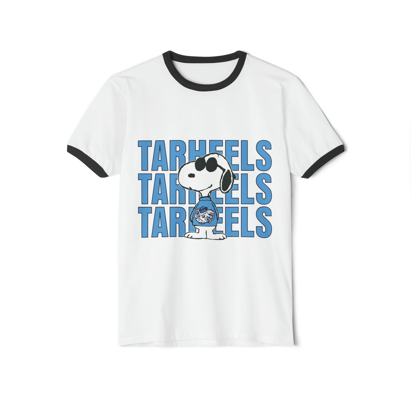 Vintage 80s Snoopy UNC Tar Heels Unisex Cotton Ringer T-Shirt