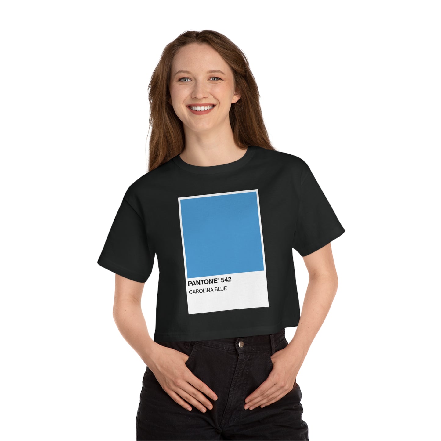 Pantone Carolina Blue Champion Women's Heritage Cropped T-Shirt