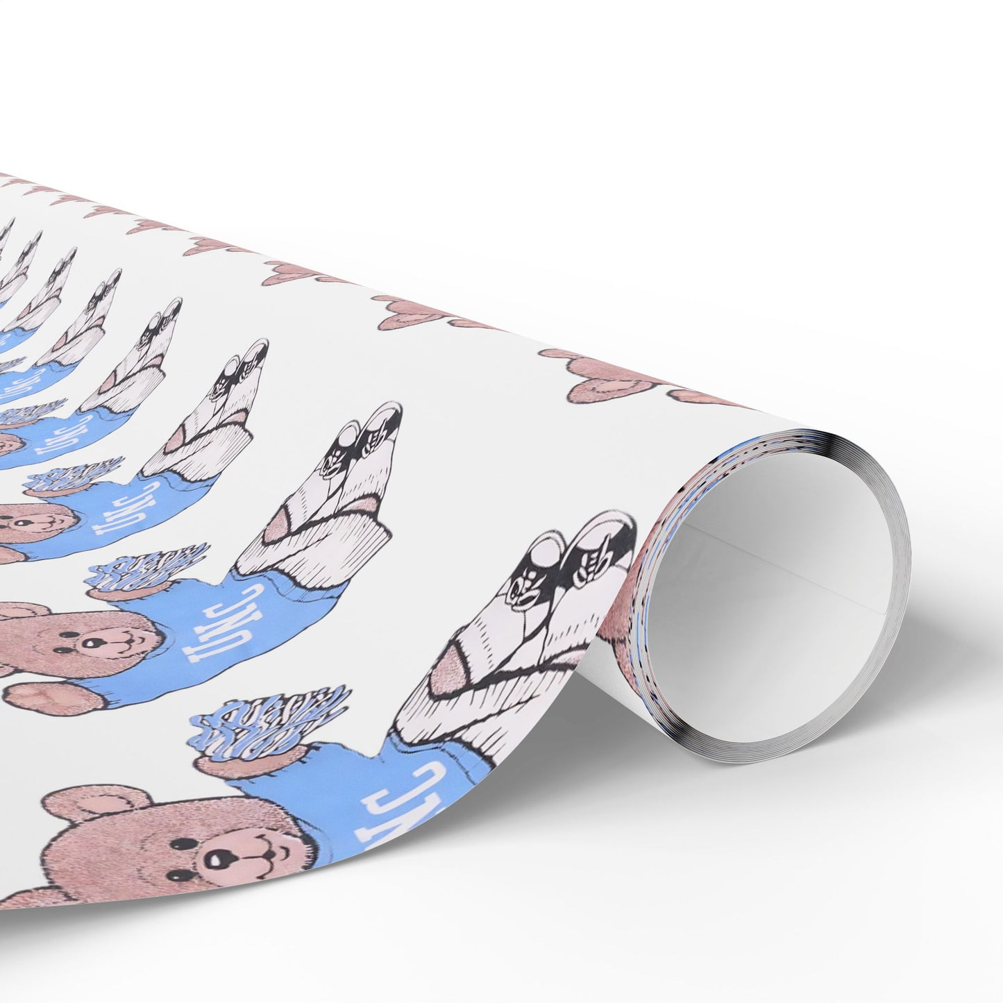 Carolina Cheer Bear White Wrapping Paper