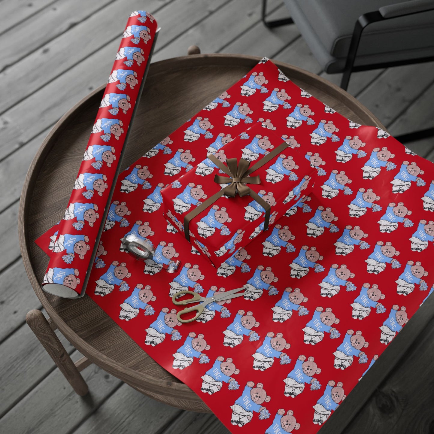 Carolina Tar Heels Cheer Bear Wrapping Paper