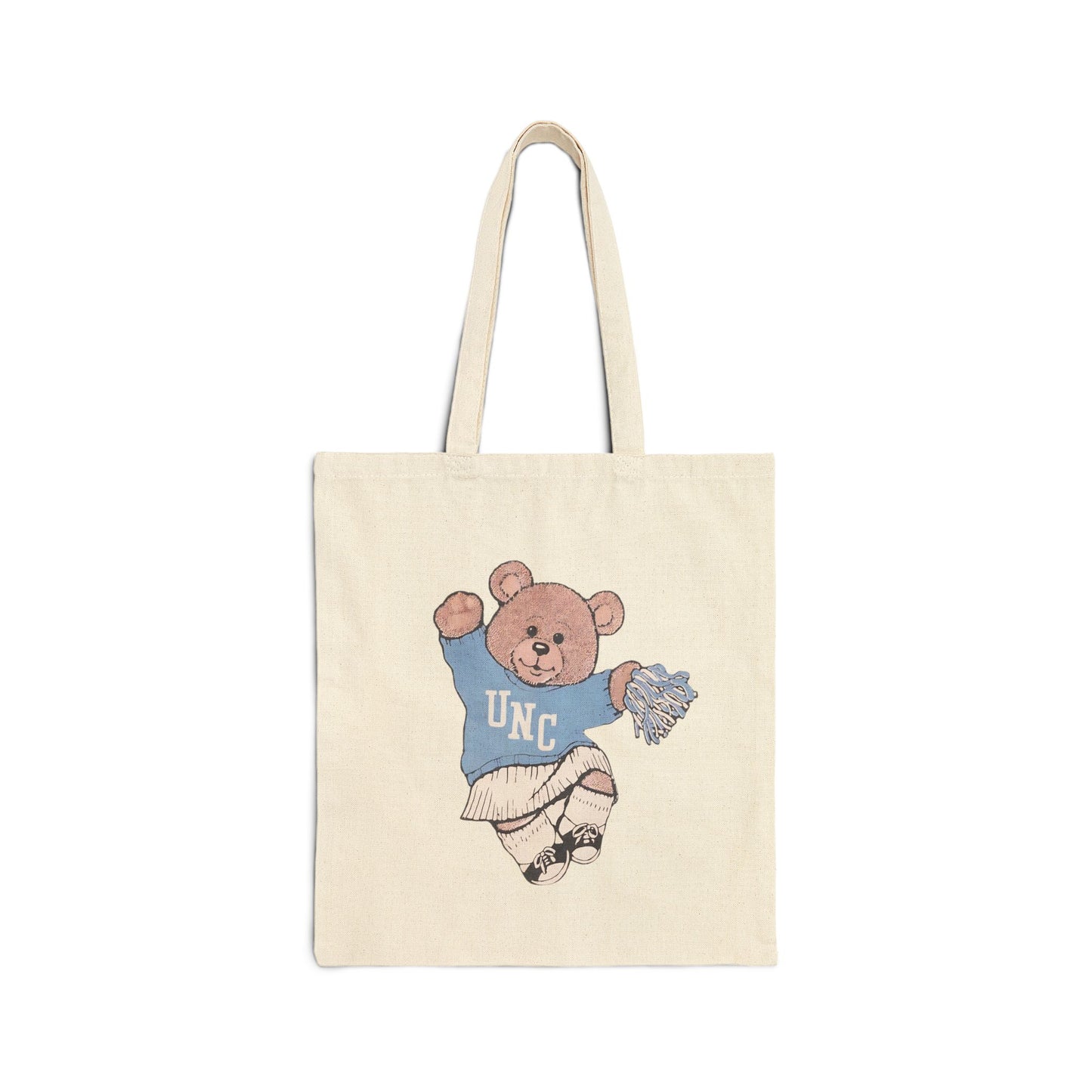 90's Cheer Bear Carolina Tar Heels Cotton Canvas Tote Bag