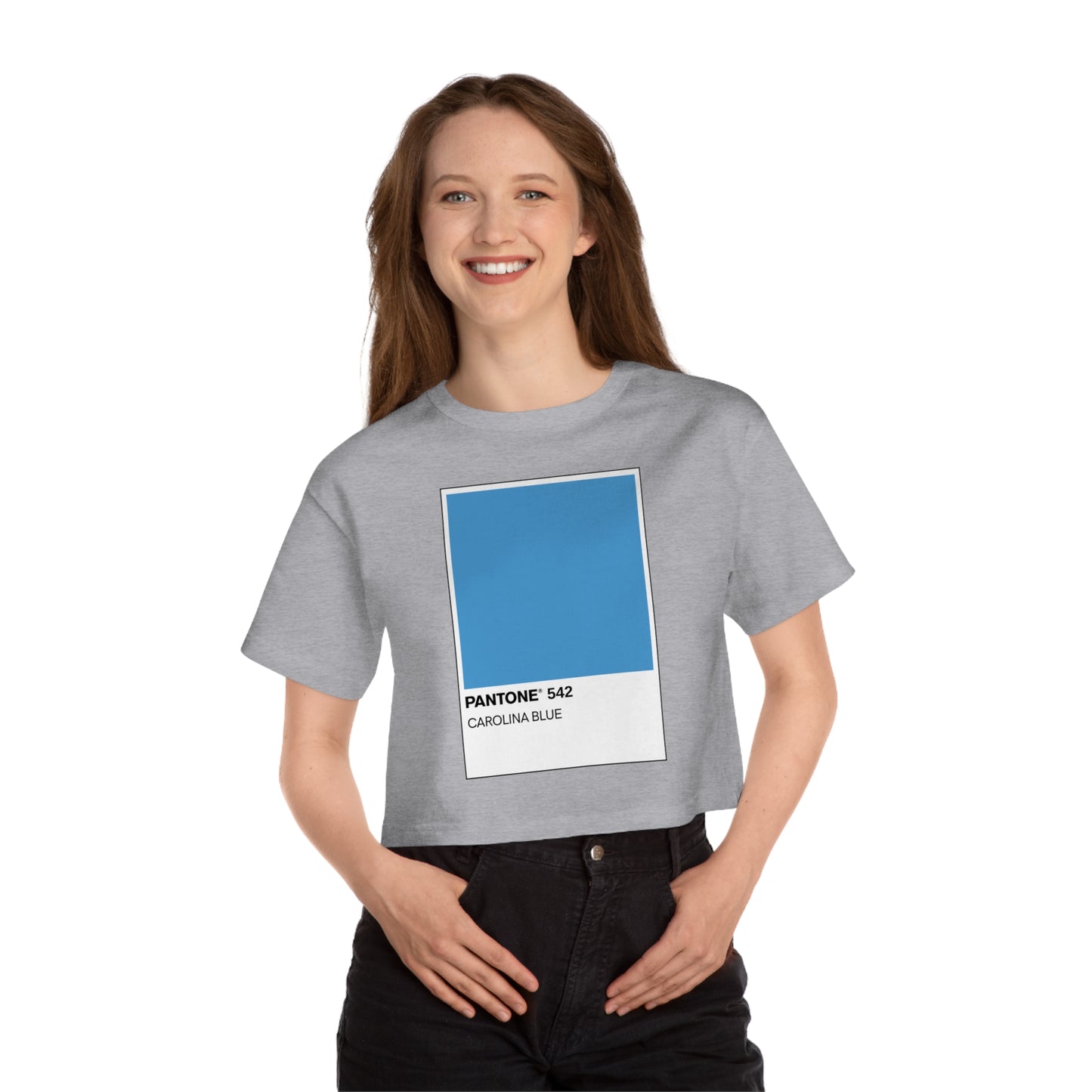 Pantone Carolina Blue Champion Women's Heritage Cropped T-Shirt