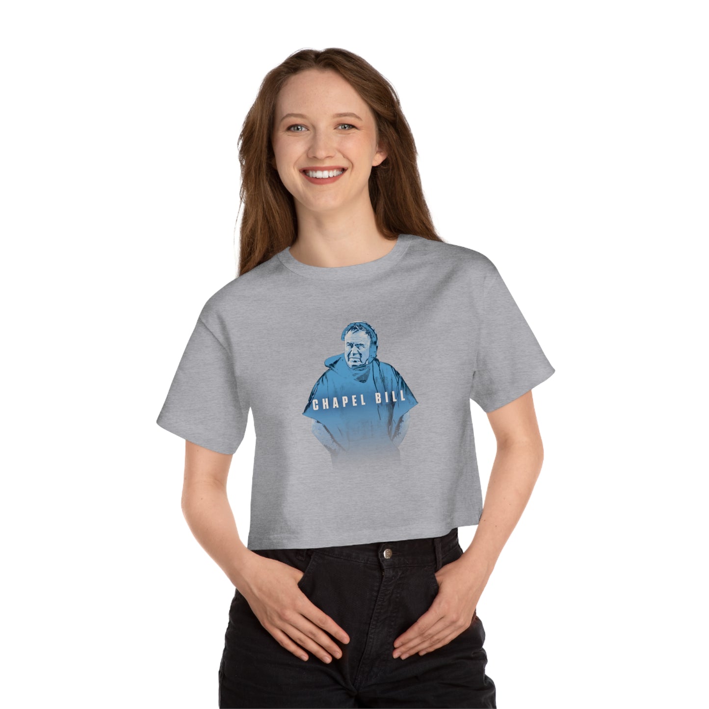 Coach Belichick "Chapel Bill" Champion Women's Heritage Cropped T-Shirt