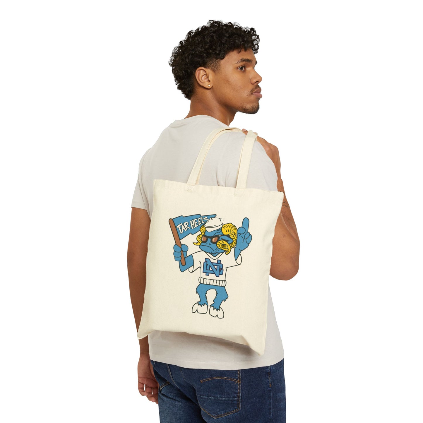 Carolina Tar Heels Vintage Ramses Cotton Canvas Tote Bag