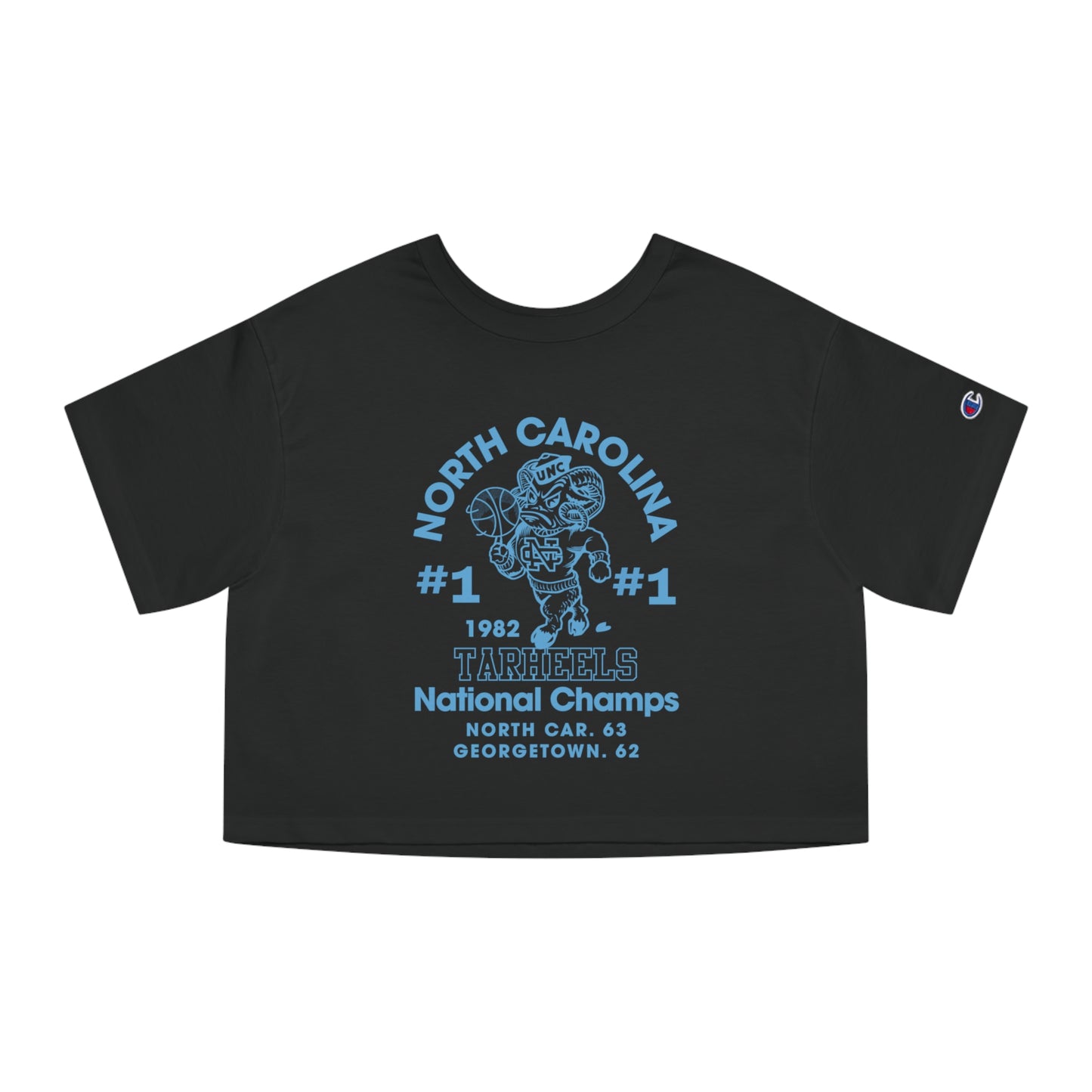 Vintage UNC Basketball 1982 NCAA Championship Champion Women's Heritage Cropped T-Shirt
