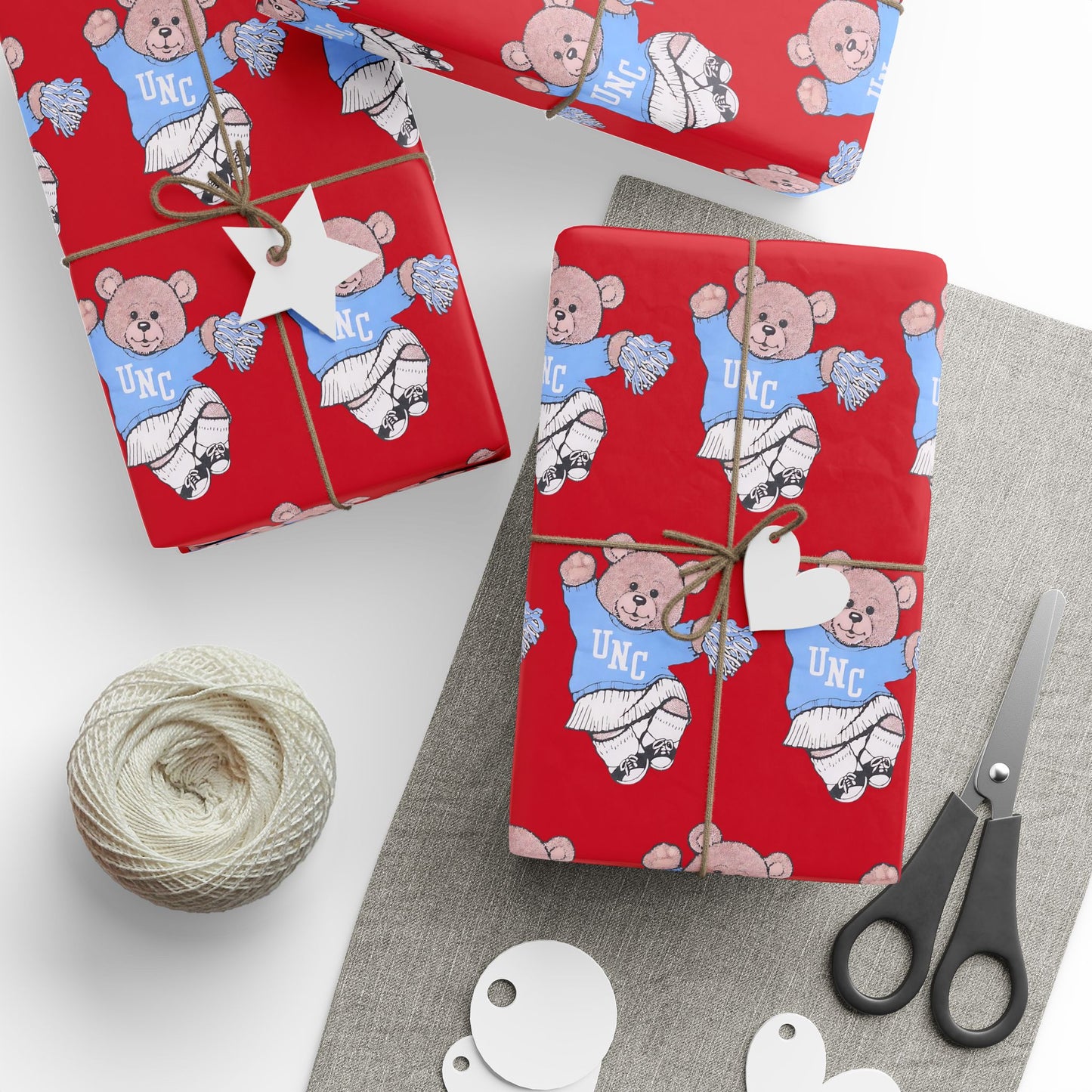 Carolina Tar Heels Cheer Bear Wrapping Paper