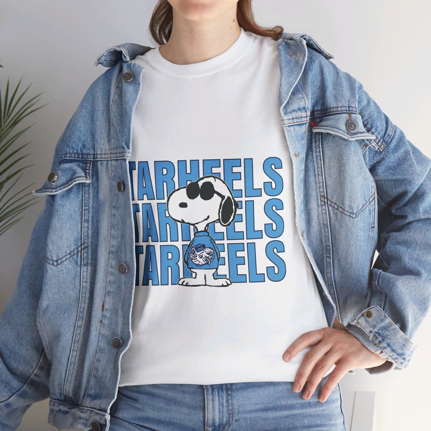 Vintage 80s Snoopy UNC Tar Heels Unisex Heavy Cotton Tee