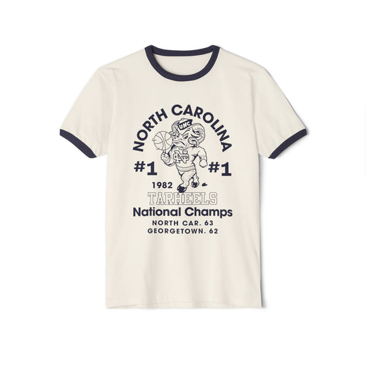 Vintage UNC 1982 NCAA Basketball Championship Unisex Cotton Ringer T-Shirt