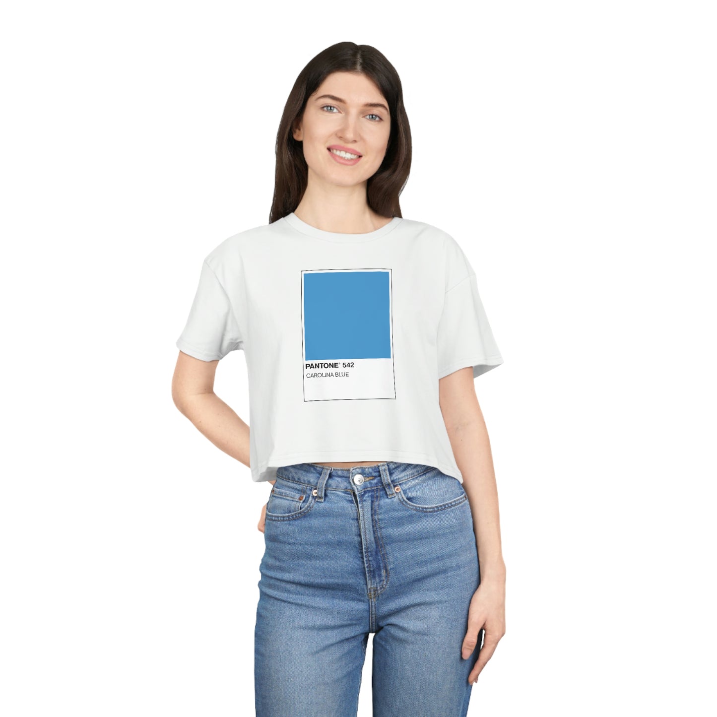UNC Carolina Blue Pantone 542 Cropped T-Shirt